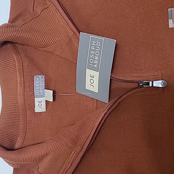 NWT JOSEPH ABBOUD Burnt Orange Ribbed Quarter Zip Pullover Shirt - Size XL - Picture 4 of 15